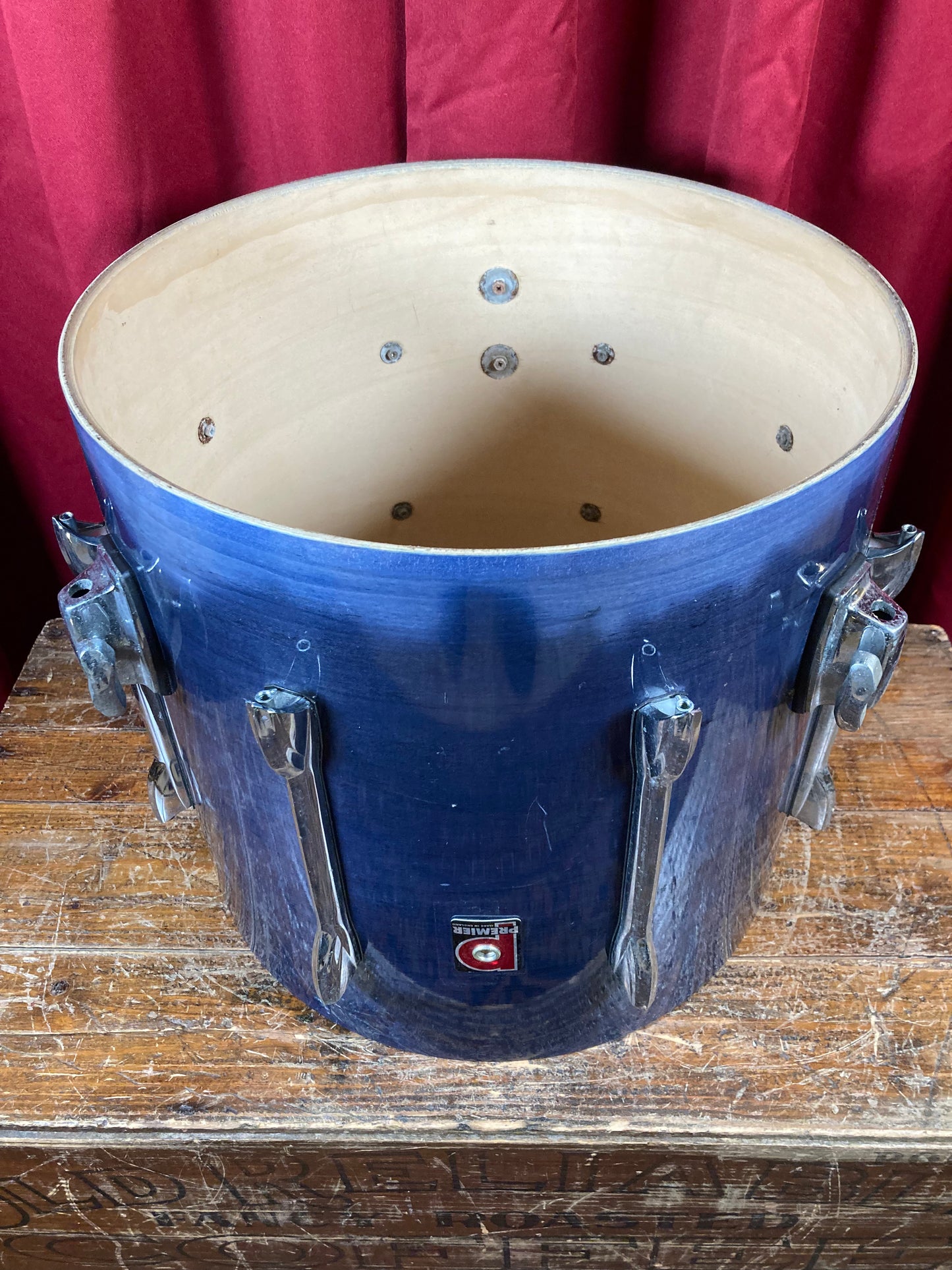 1990s Premier XPK 16x16 Floor Tom Shell Project Single Drum Sapphire Blue