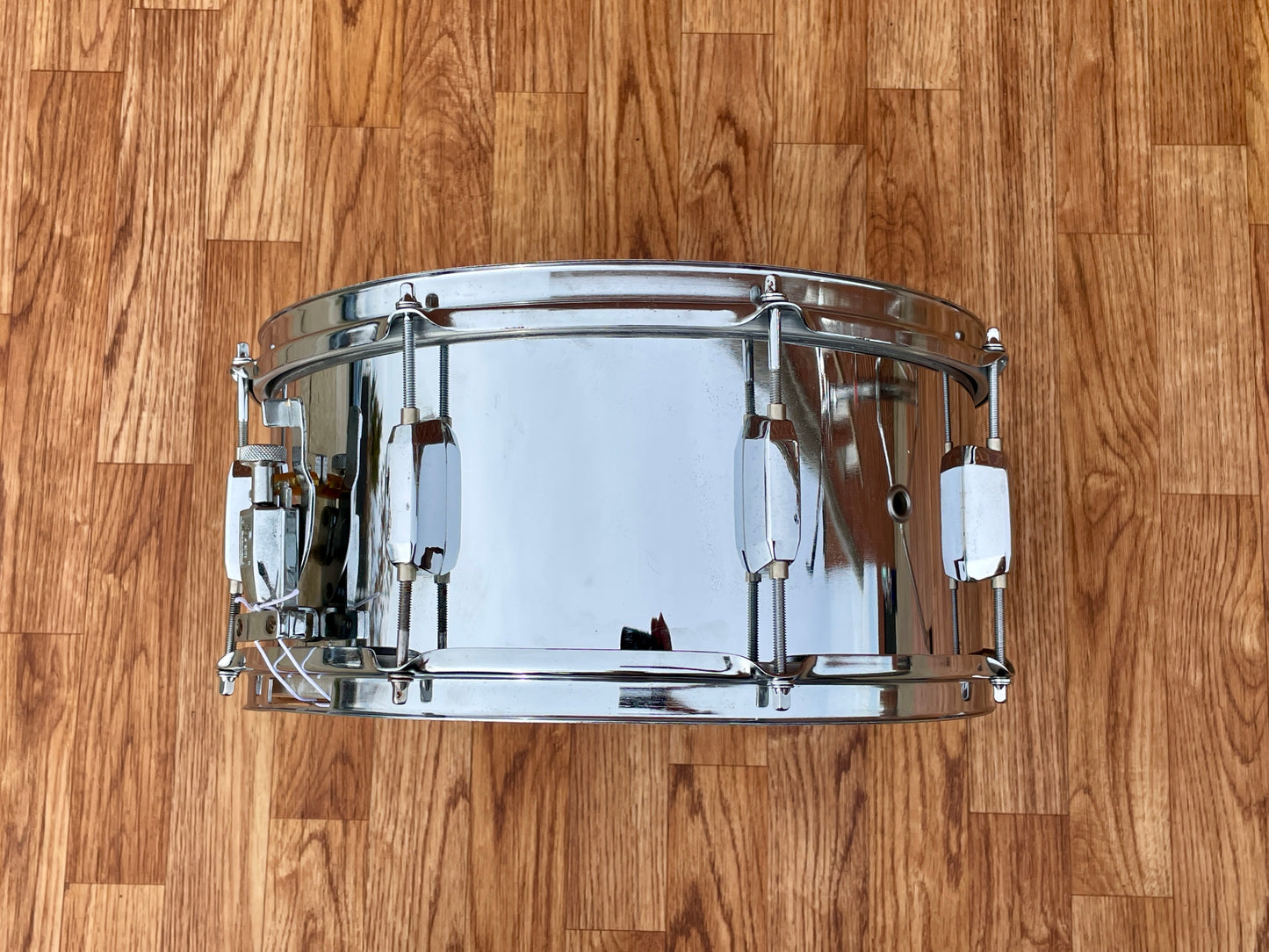 1990s Pearl Steel 6.5x14 Snare Drum 8-Lug Chrome Over Steel