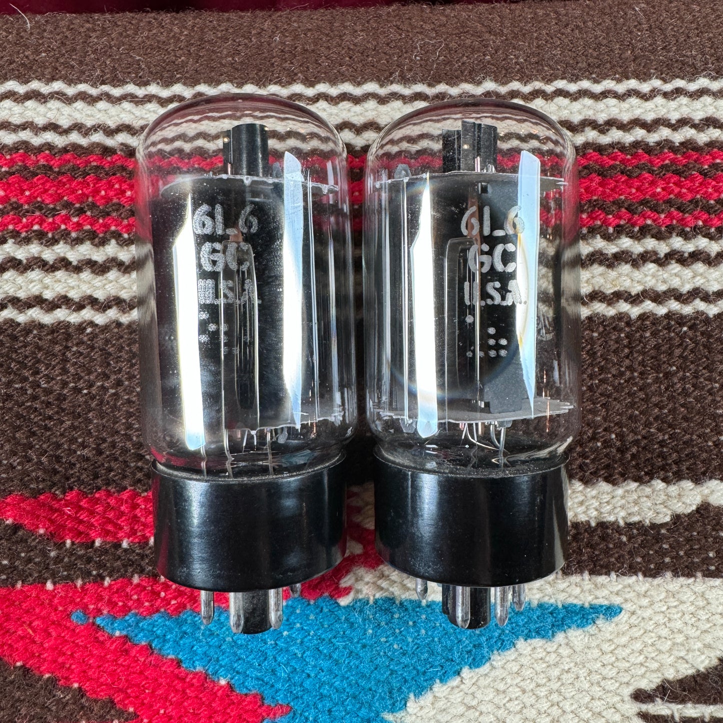 NOS Vintage General Electric 6L6GC Pair Amplifier Power Tubes Duet Set of 2 Made in USA GE #92