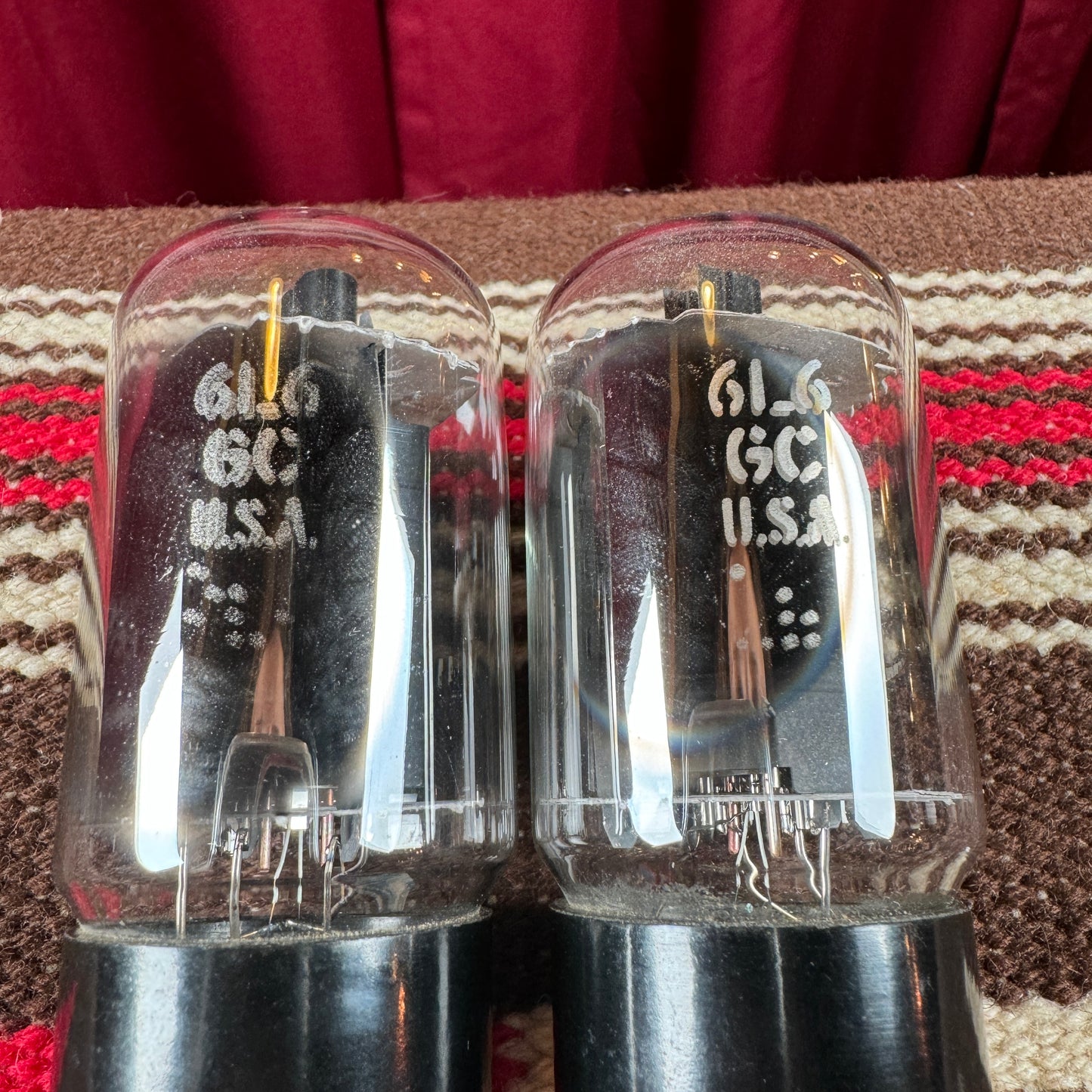 NOS Vintage General Electric 6L6GC Pair Amplifier Power Tubes Duet Set of 2 Made in USA GE #92