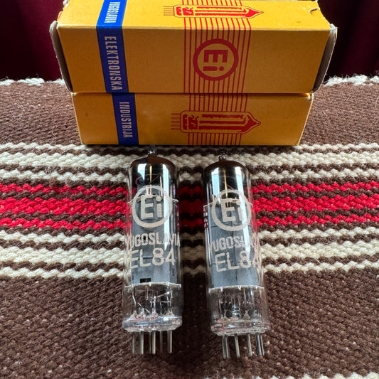 Vintage Ei Yugoslavia EL84 Amplifier Power Tubes Pair Duet 6BQ5 #153