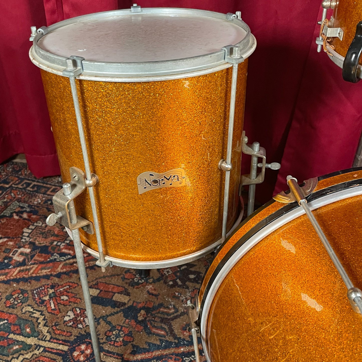 1960s Norma 3pc Junior Bop Drum Set Gold Sparkle 16/10/4x10 Snare MIJ