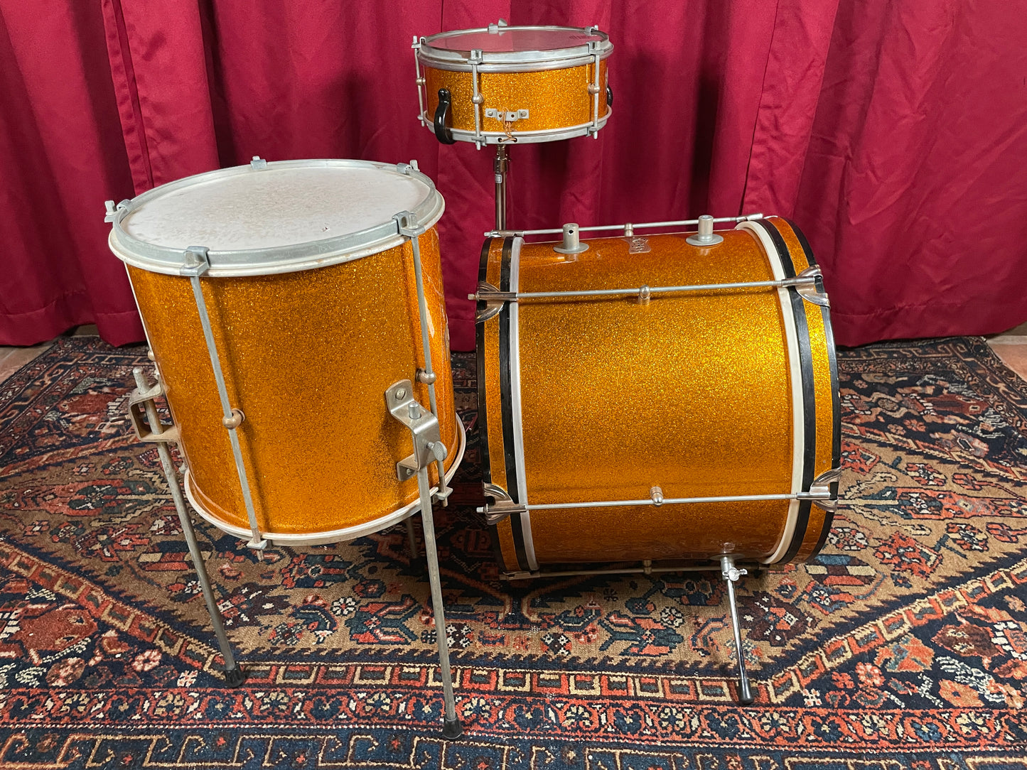 1960s Norma 3pc Junior Bop Drum Set Gold Sparkle 16/10/4x10 Snare MIJ