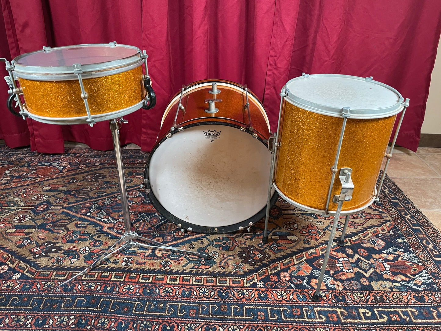 1960s Norma 3pc Junior Bop Drum Set Gold Sparkle 16/10/4x10 Snare MIJ