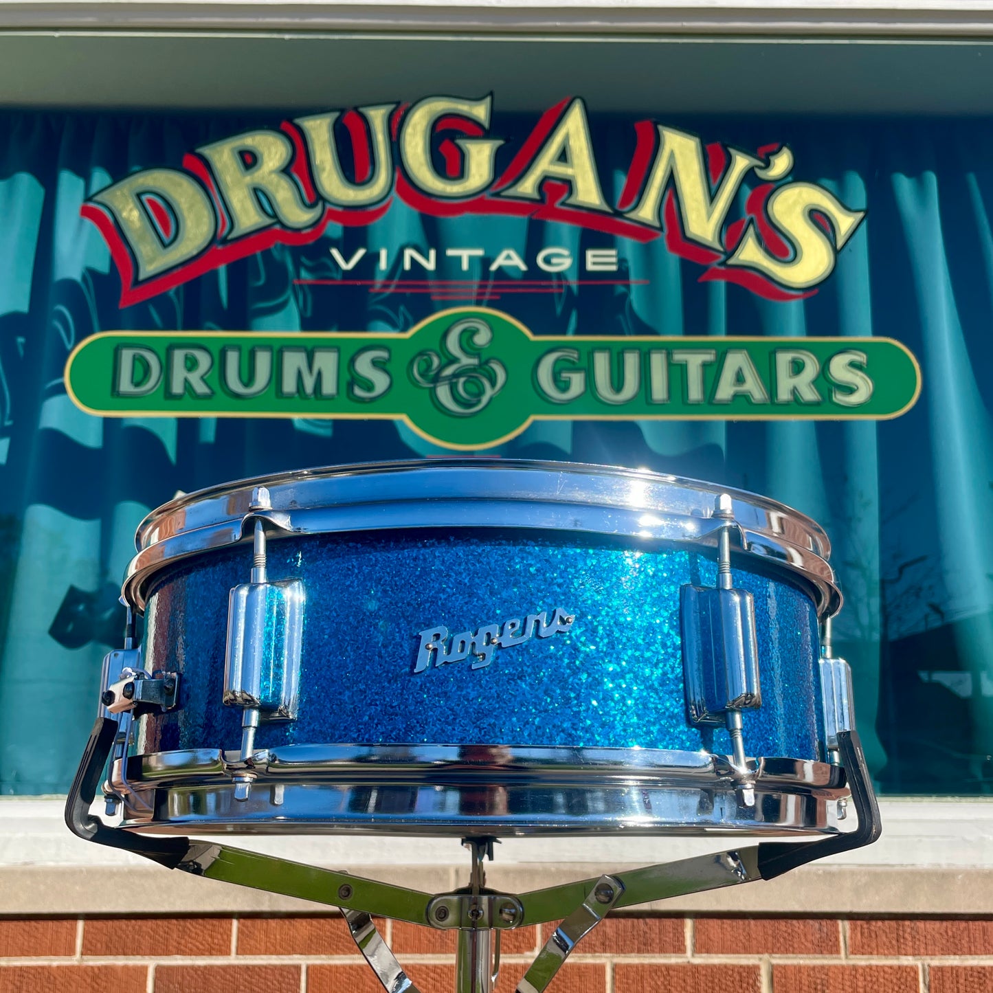 1960s Rogers Student Model 5x14 Snare Drum Sparkling Blue Pearl Cleveland Luxor