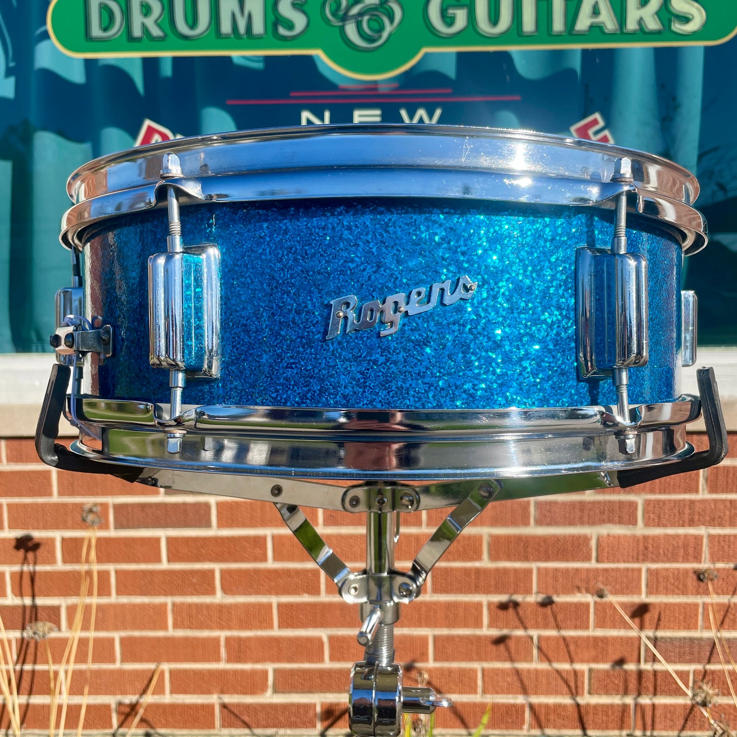 1960s Rogers Student Model 5x14 Snare Drum Sparkling Blue Pearl Cleveland Luxor