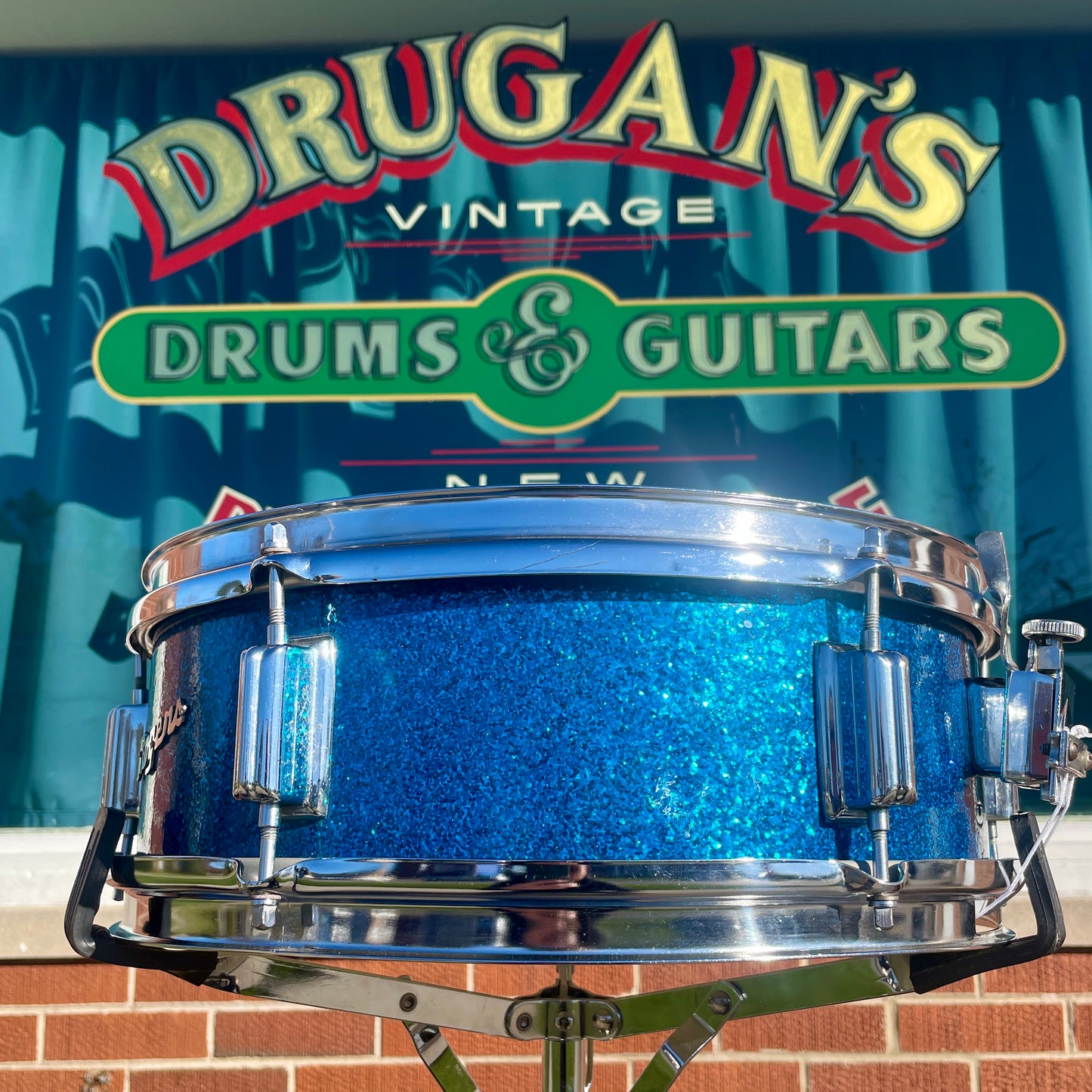 1960s Rogers Student Model 5x14 Snare Drum Sparkling Blue Pearl Cleveland Luxor