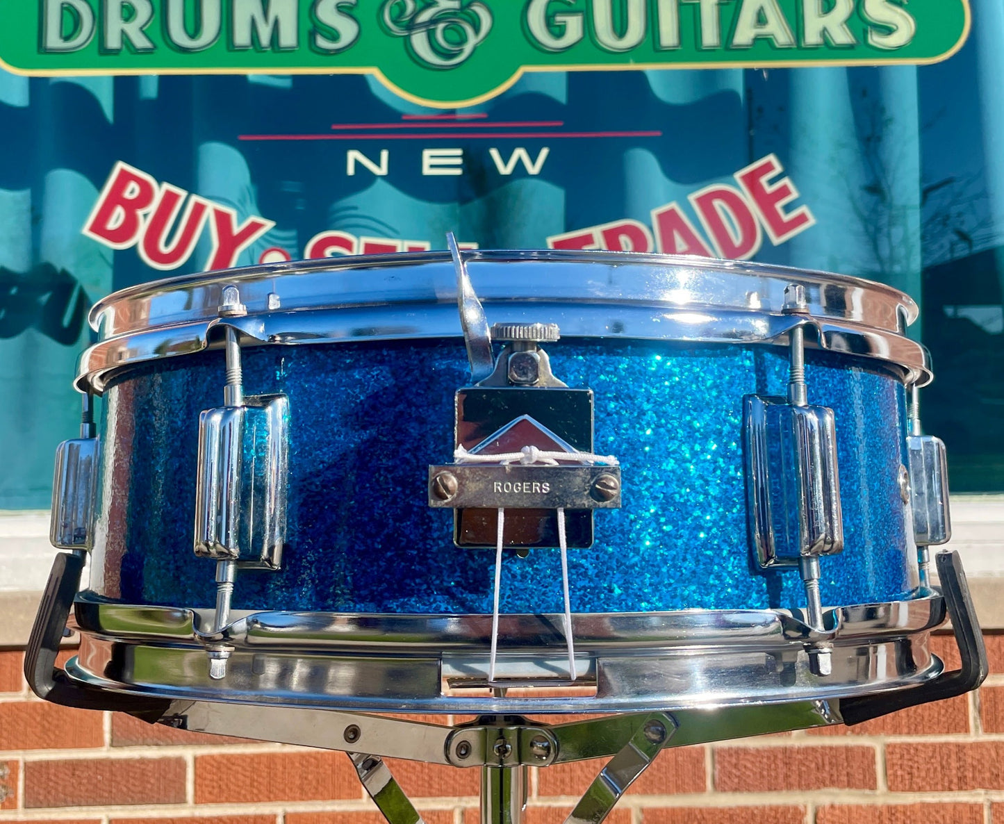 1960s Rogers Student Model 5x14 Snare Drum Sparkling Blue Pearl Cleveland Luxor