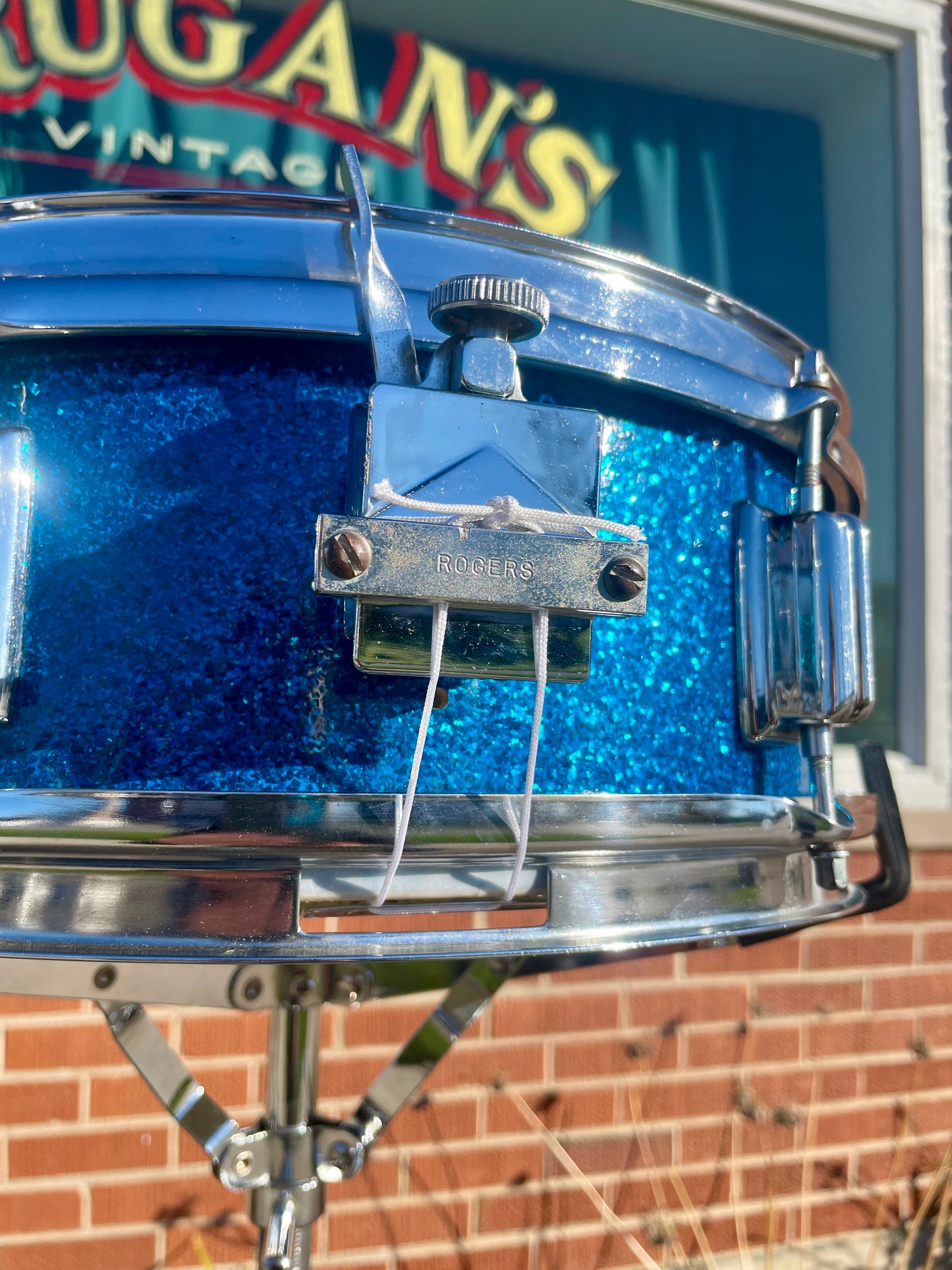 1960s Rogers Student Model 5x14 Snare Drum Sparkling Blue Pearl Cleveland Luxor