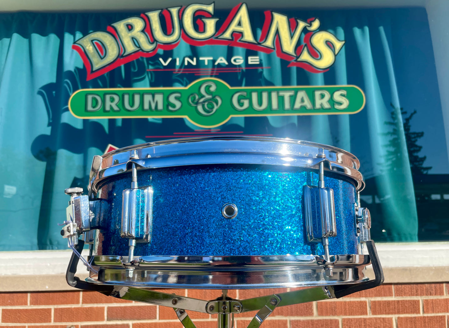 1960s Rogers Student Model 5x14 Snare Drum Sparkling Blue Pearl Cleveland Luxor