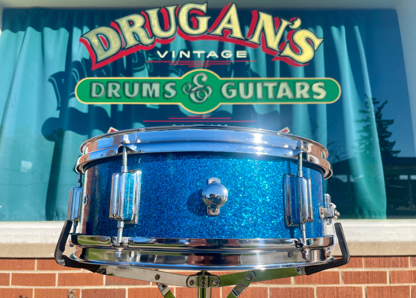 1960s Rogers Student Model 5x14 Snare Drum Sparkling Blue Pearl Cleveland Luxor