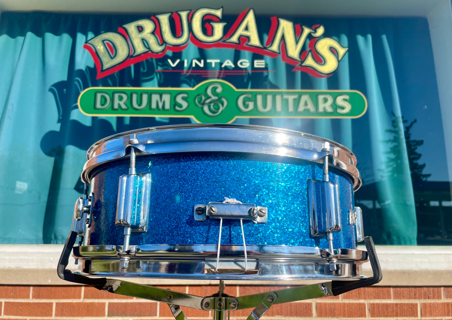 1960s Rogers Student Model 5x14 Snare Drum Sparkling Blue Pearl Cleveland Luxor