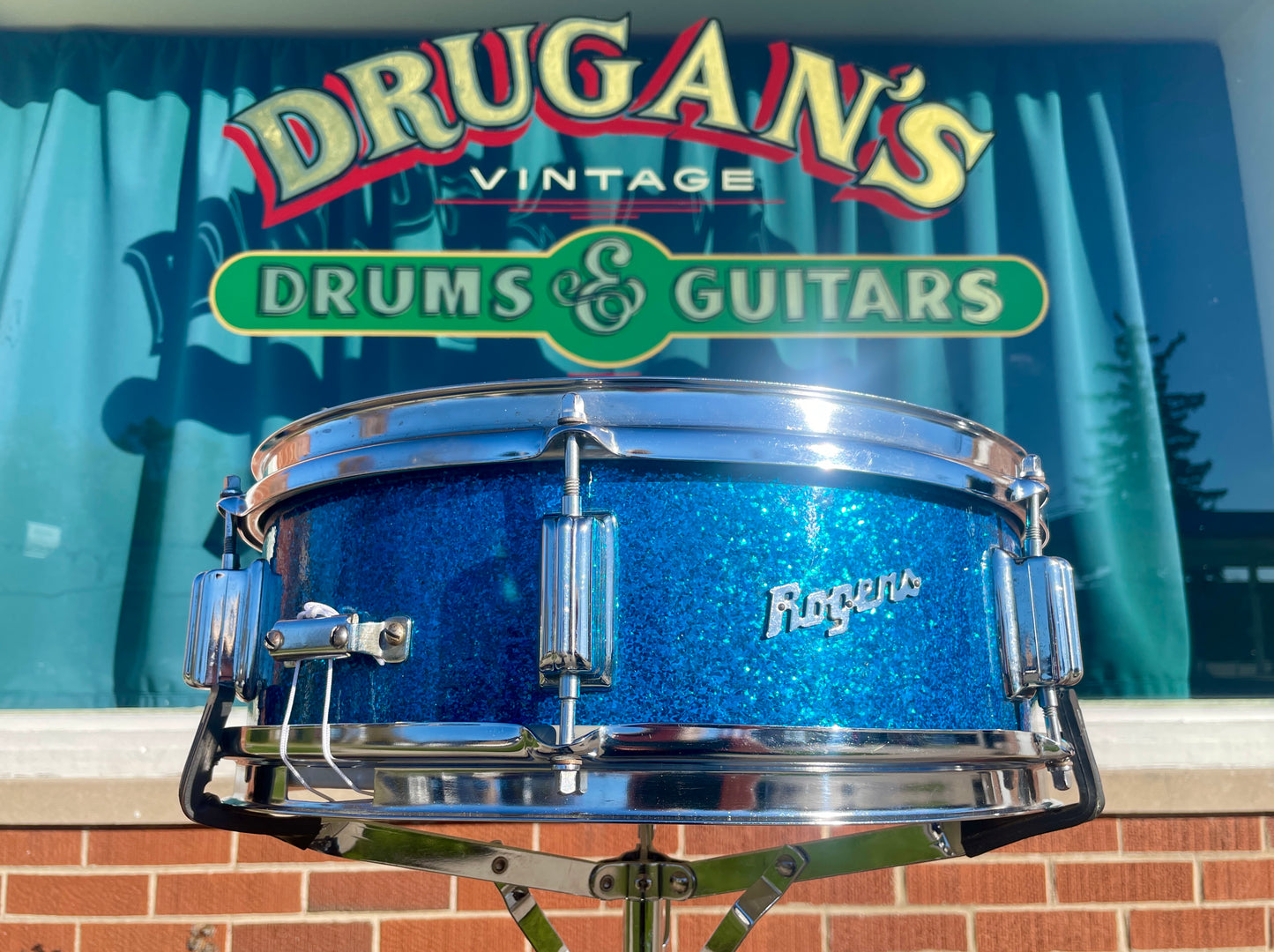 1960s Rogers Student Model 5x14 Snare Drum Sparkling Blue Pearl Cleveland Luxor