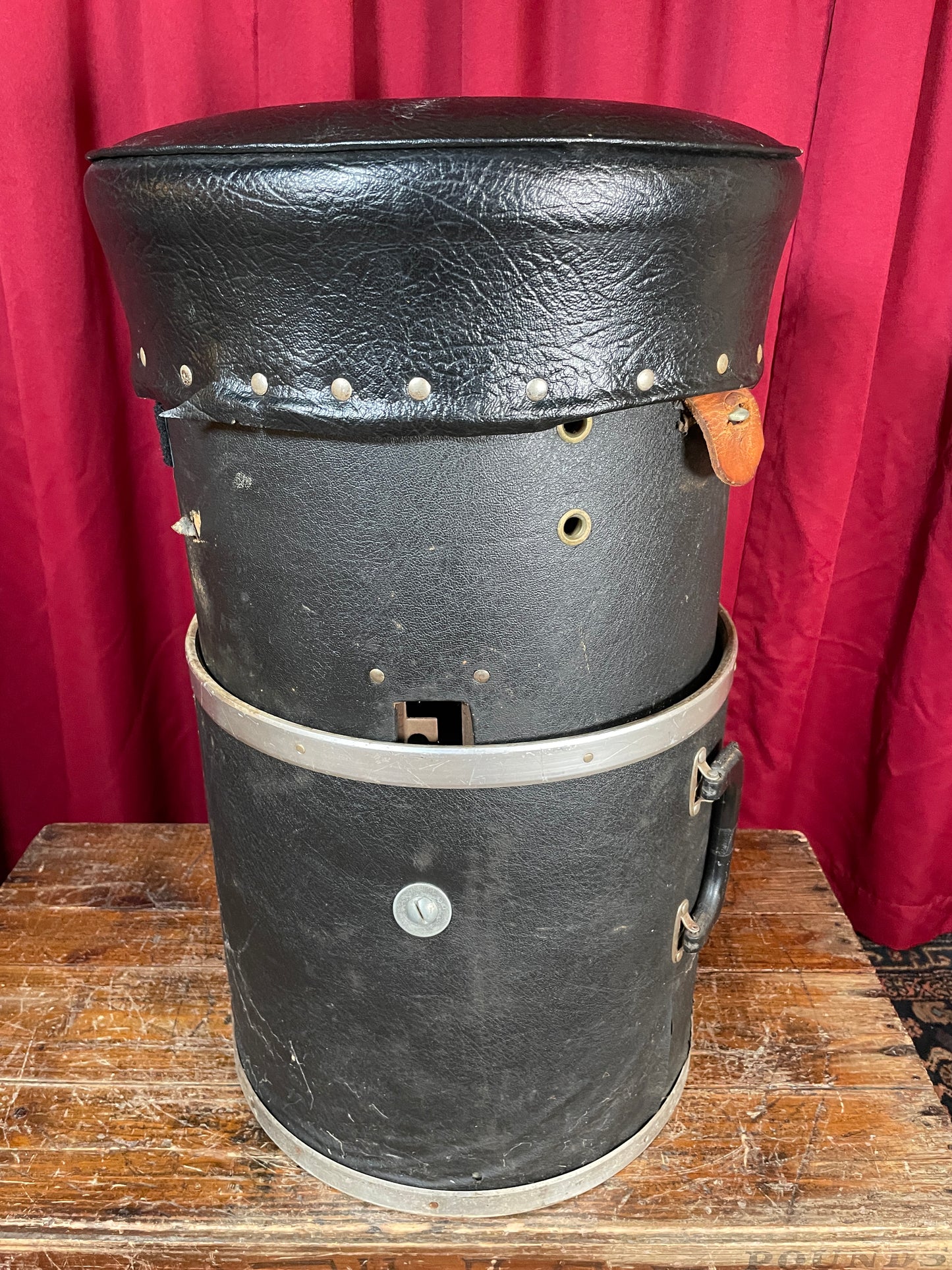 1980s DW 5100 Carry All Adjustable Seat Canister Throne Black Case Drum Workshop