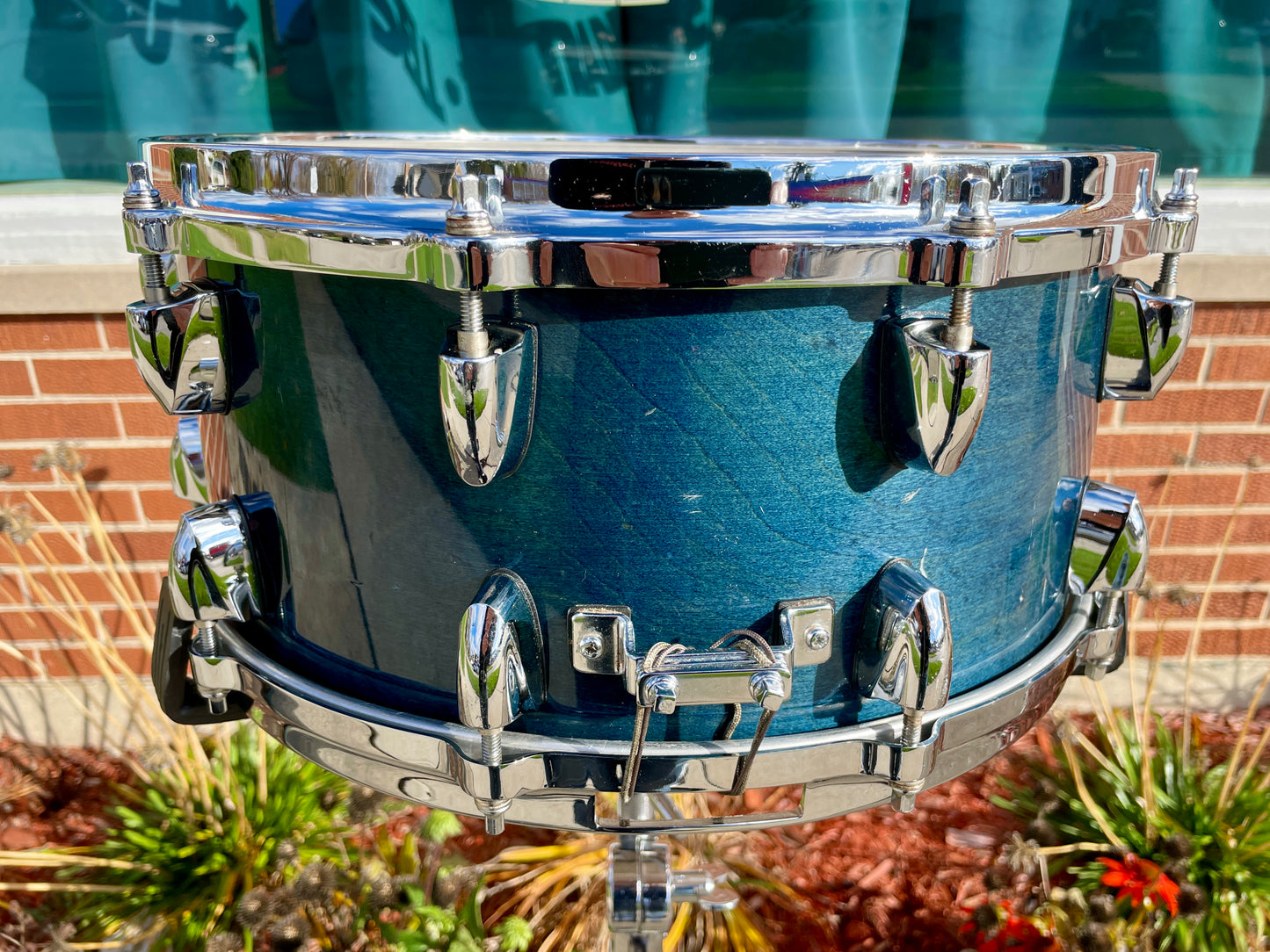 1990s Yamaha 6.5x14 Maple Custom Absolute Snare Drum Sea Blue MIJ