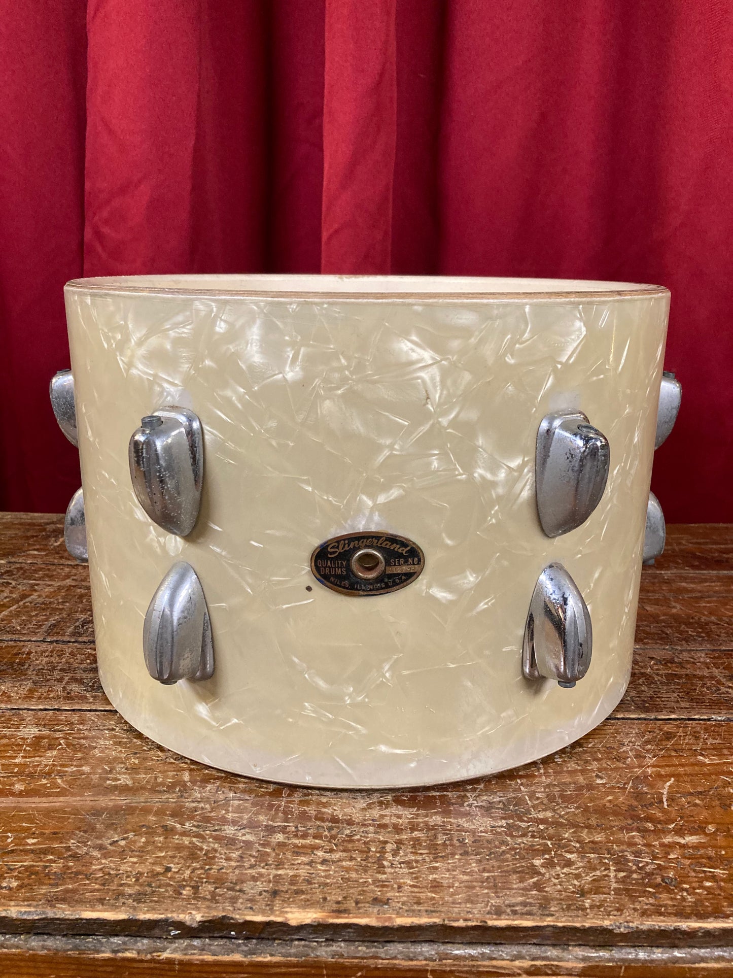 1960s Slingerland 8x12 Tom Drum Shell Project White Marine Pearl