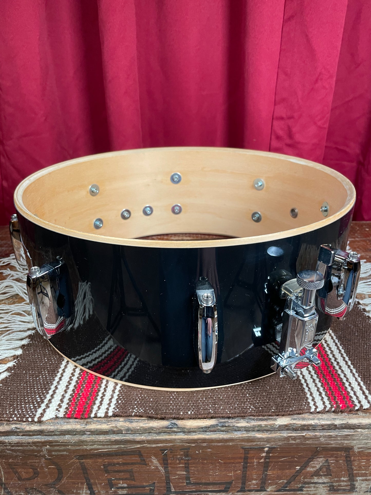 2000s Pearl Export 5.5x14 Snare Drum Shell Jet Black