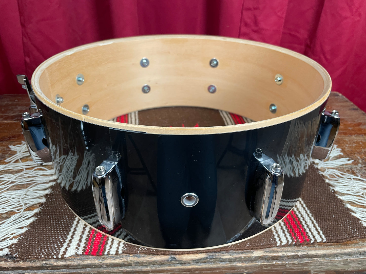 2000s Pearl Export 5.5x14 Snare Drum Shell Jet Black