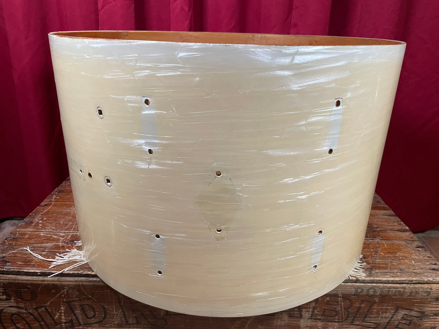 1950 Gretsch 14x22 Broadkaster Name Band Bass Drum Shell White Marine Pearl