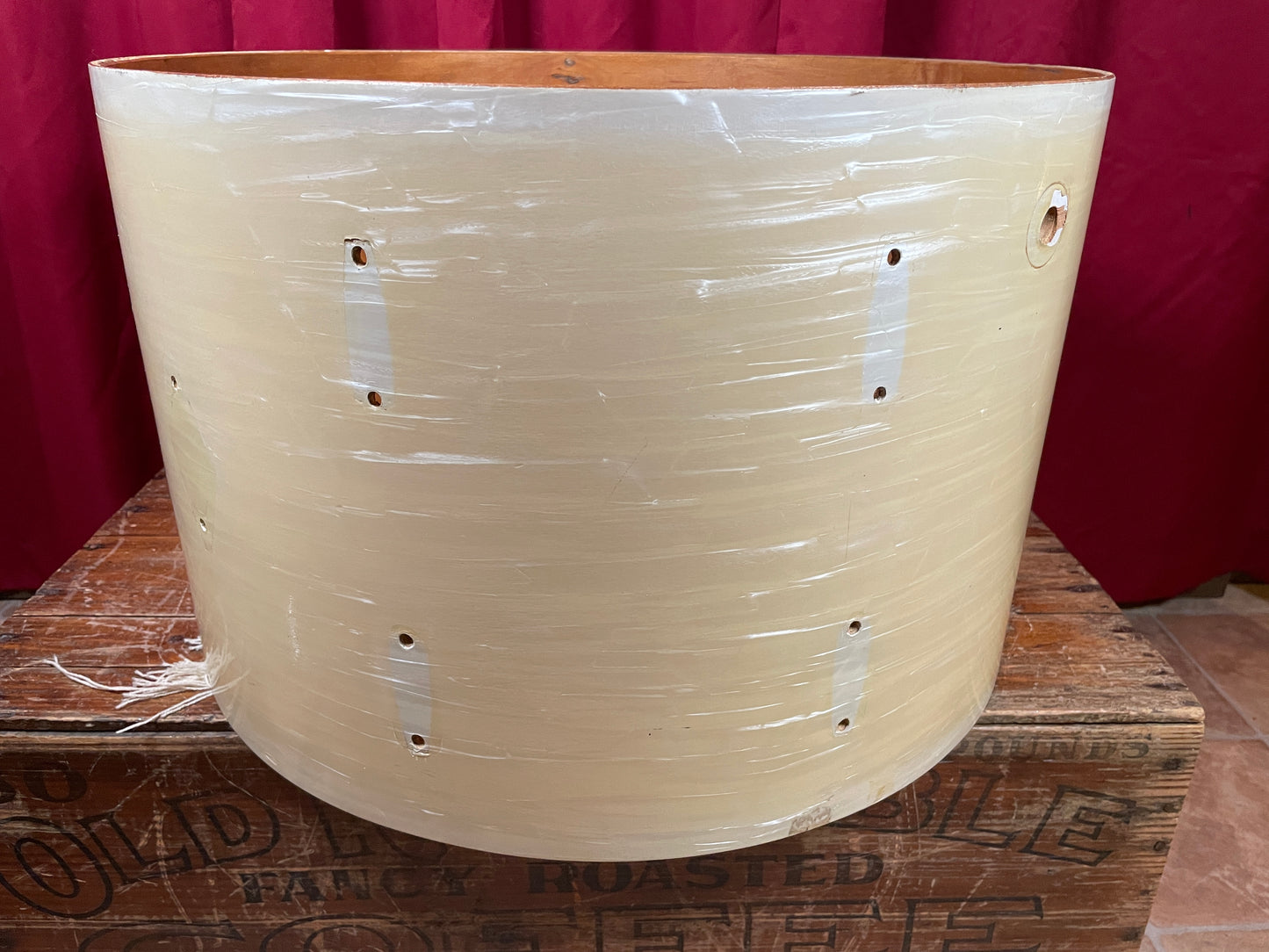 1950 Gretsch 14x22 Broadkaster Name Band Bass Drum Shell White Marine Pearl