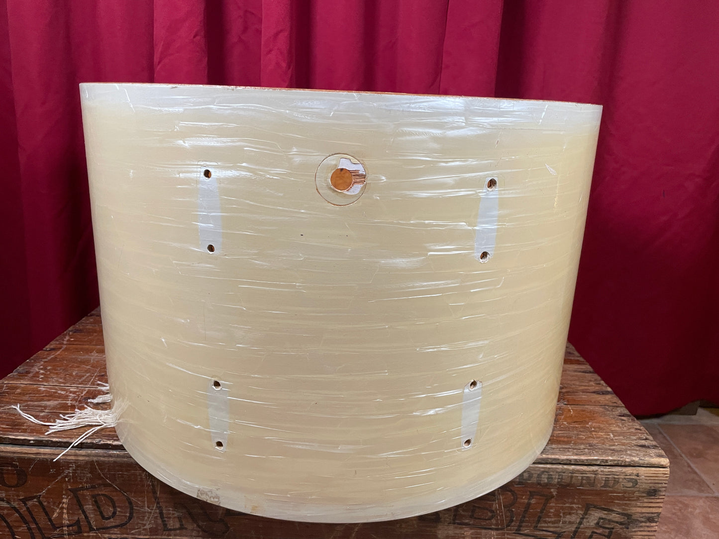 1950 Gretsch 14x22 Broadkaster Name Band Bass Drum Shell White Marine Pearl