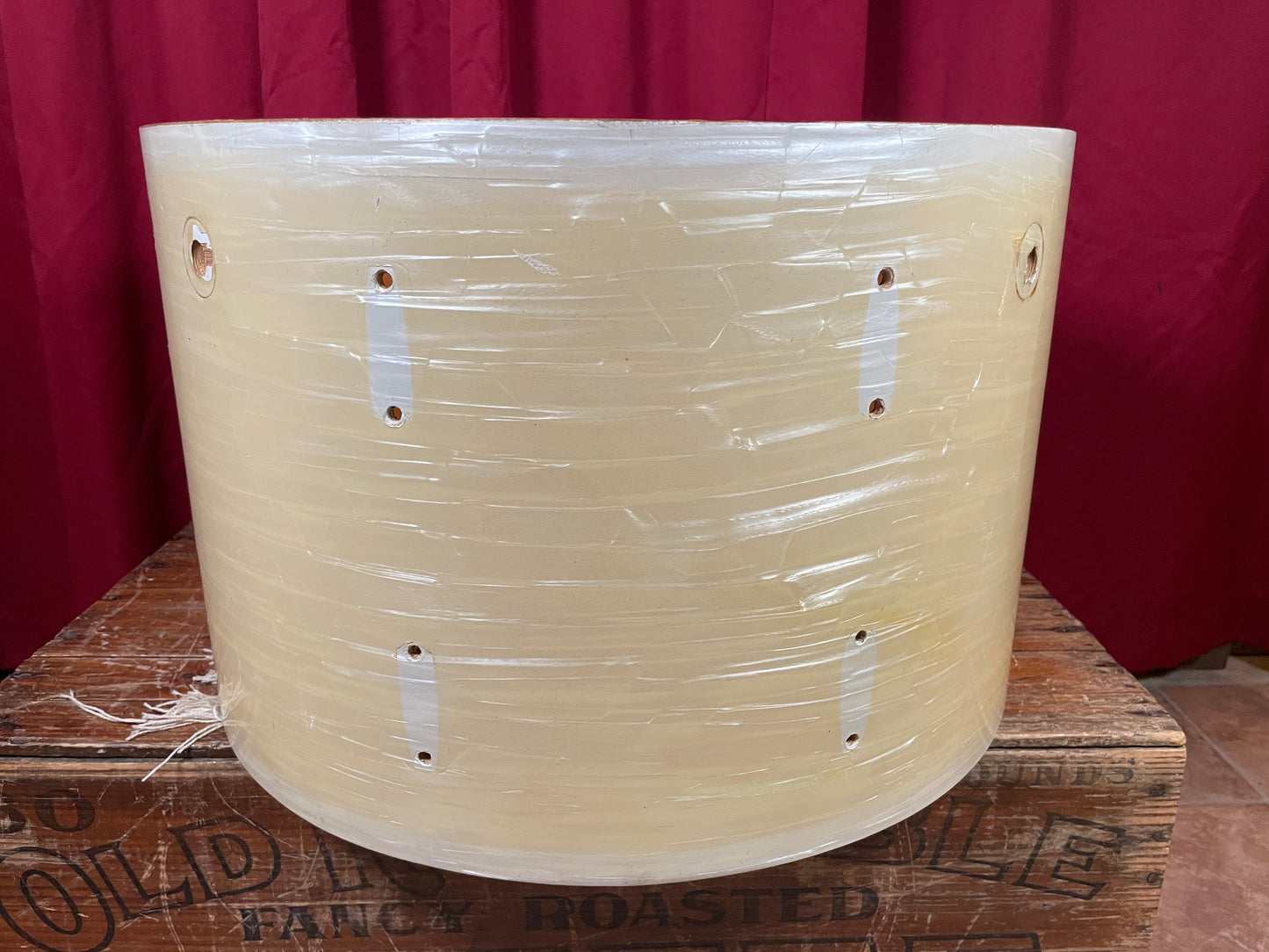 1950 Gretsch 14x22 Broadkaster Name Band Bass Drum Shell White Marine Pearl