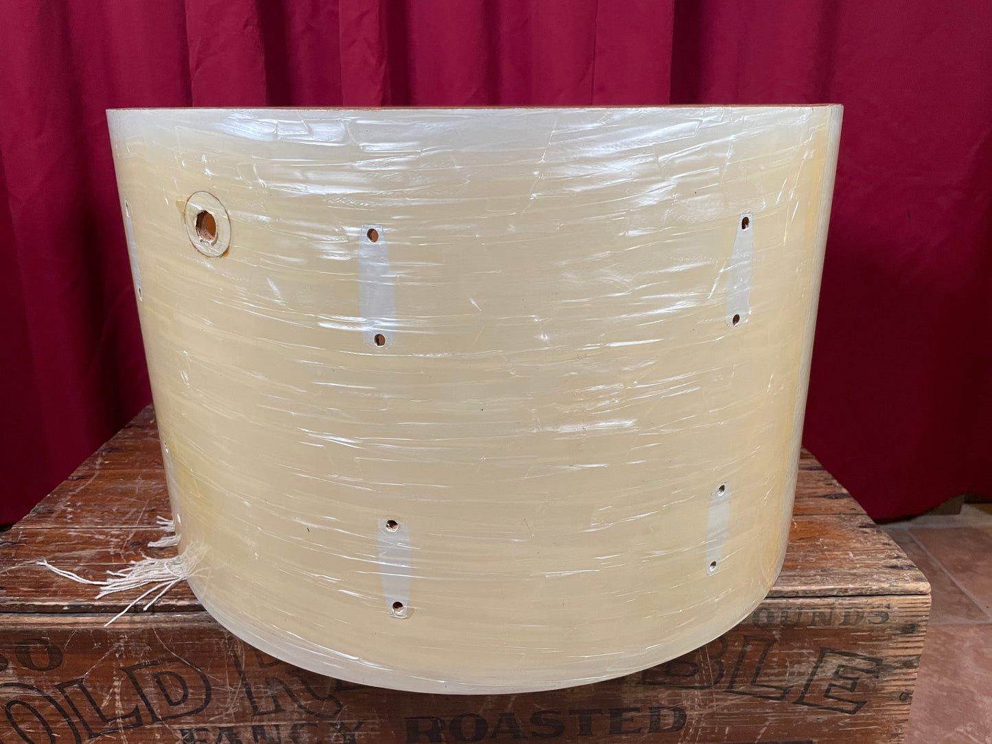 1950 Gretsch 14x22 Broadkaster Name Band Bass Drum Shell White Marine Pearl