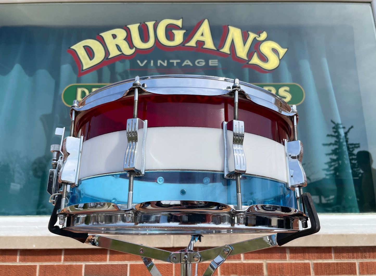 1970s Ludwig Bicentennial Vistalite 6.5x14 Snare Drum Red/White/Blue