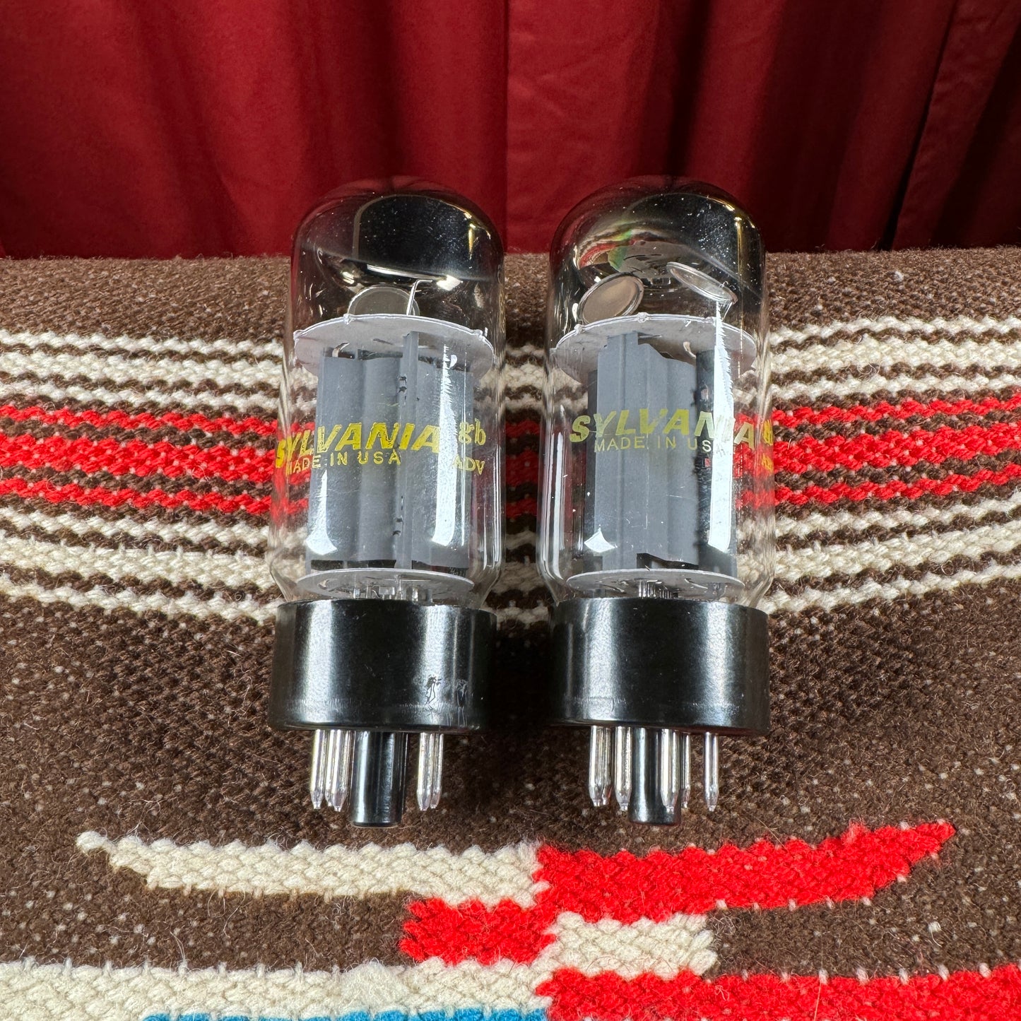 Vintage Sylvania 6L6GC Amplifier Power Tubes Duet 6L6 Pair Dual Foil O-Getters #168