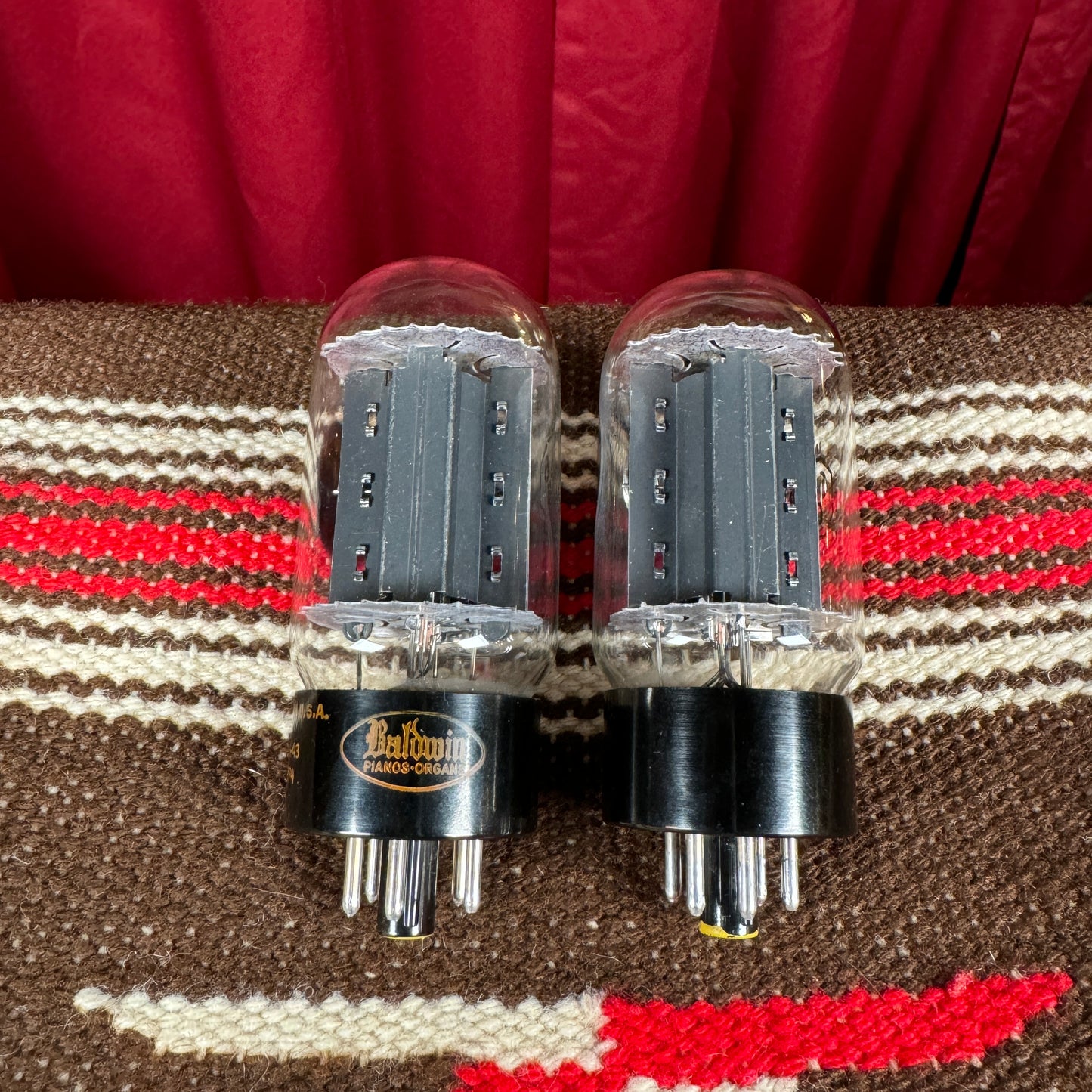 Vintage Baldwin RCA 6L6GC Amplifier Power Tubes Duet Pair Smooth Plate #166