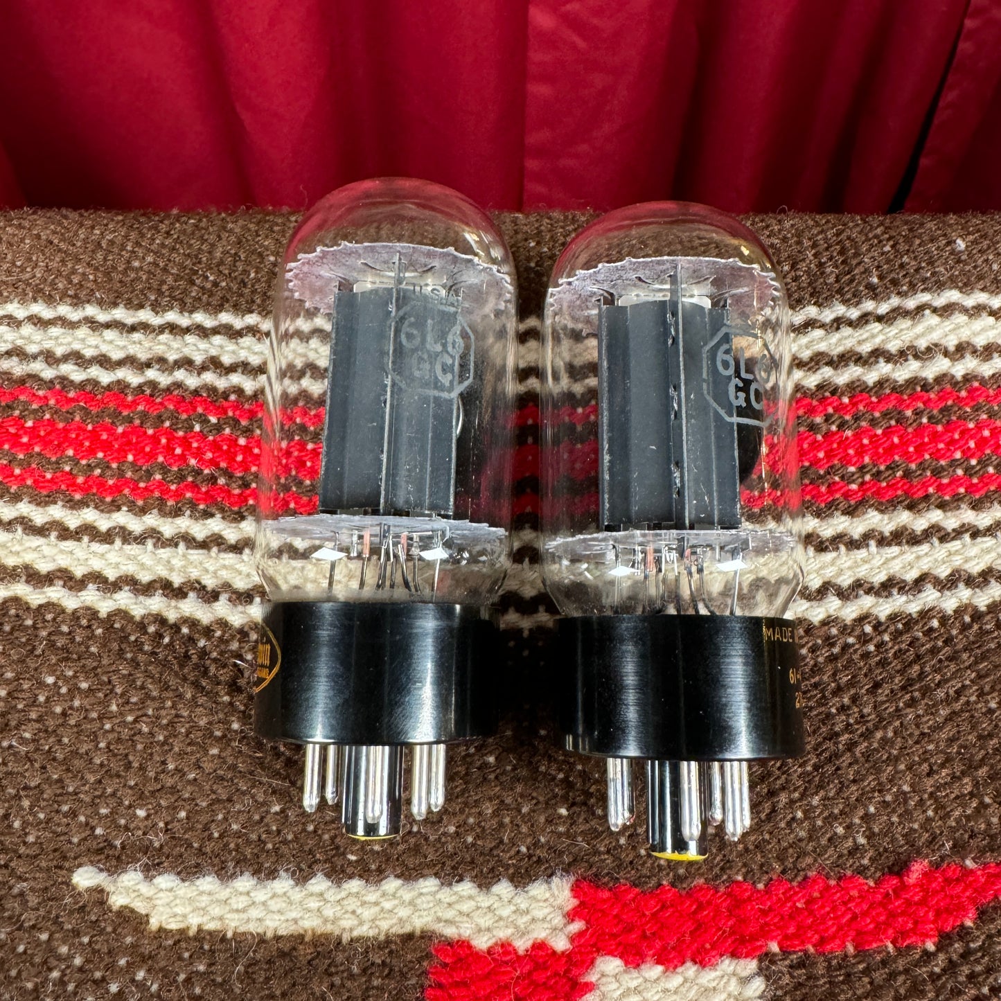 Vintage Baldwin RCA 6L6GC Amplifier Power Tubes Duet Pair Smooth Plate #166