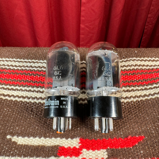 Vintage Baldwin General Electric 6L6GC Pair Amplifier Power Tubes Duet Pair Dual D Getters GE #167