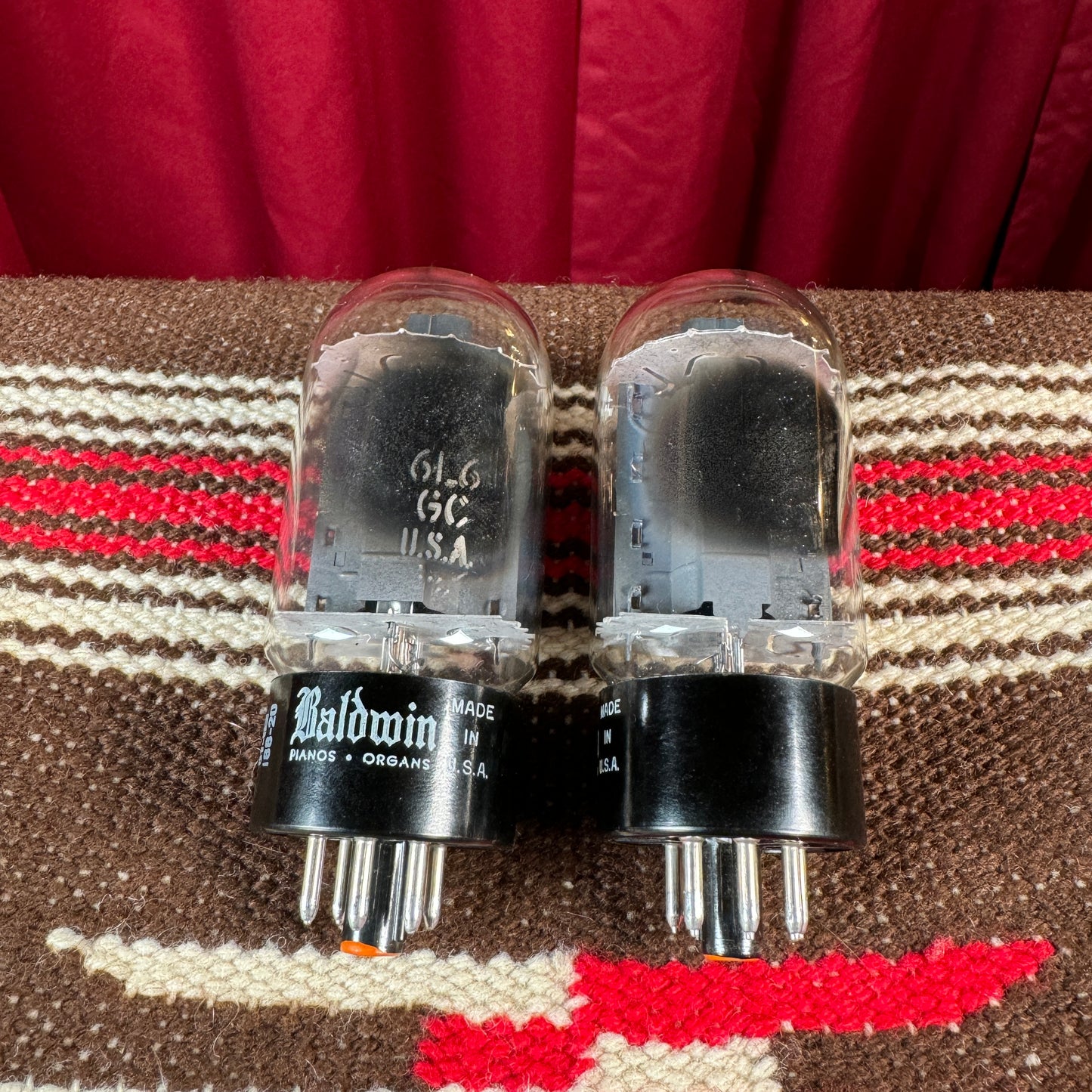 Vintage Baldwin General Electric 6L6GC Pair Amplifier Power Tubes Duet Pair Dual D Getters GE #167