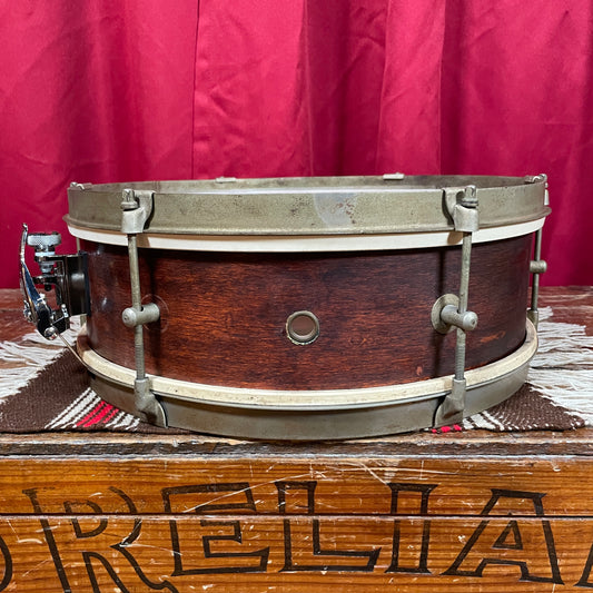 1950s Kent 191P 5x14 Single Tension Snare Drum Mahogany Stain 2-Ply Maple