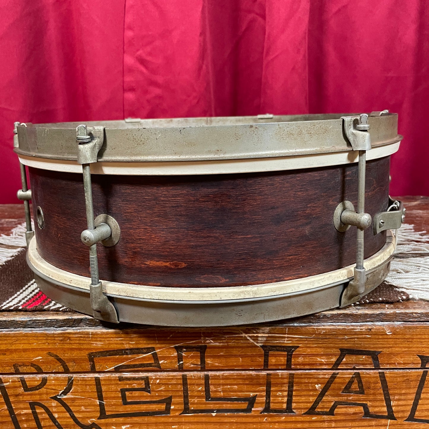 1950s Kent 191P 5x14 Single Tension Snare Drum Mahogany Stain 2-Ply Maple