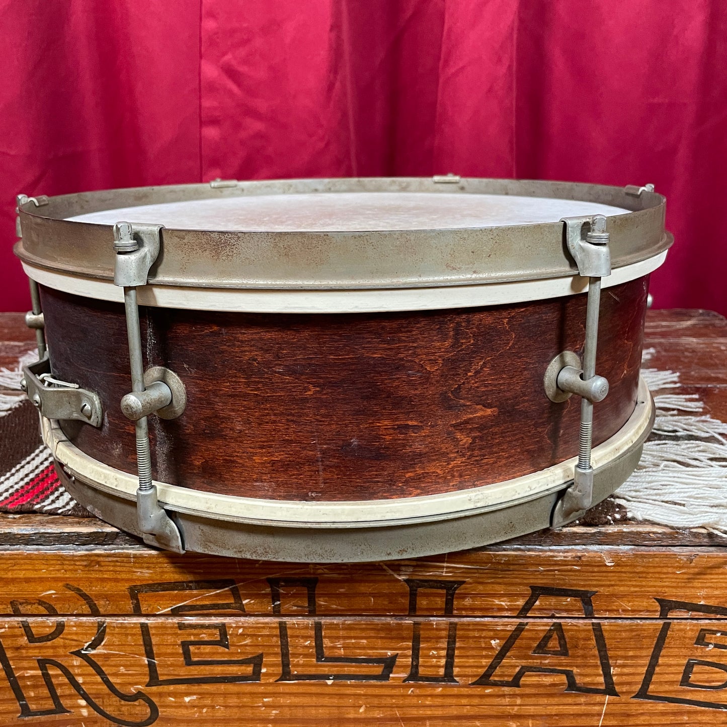 1950s Kent 191P 5x14 Single Tension Snare Drum Mahogany Stain 2-Ply Maple