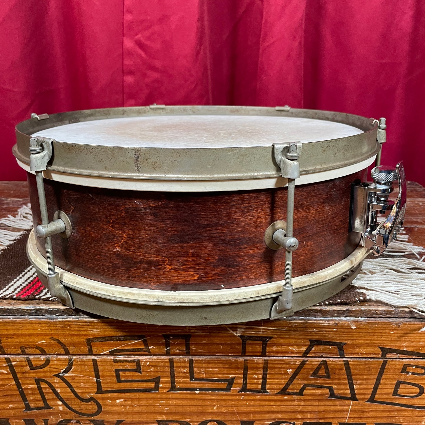 1950s Kent 191P 5x14 Single Tension Snare Drum Mahogany Stain 2-Ply Maple