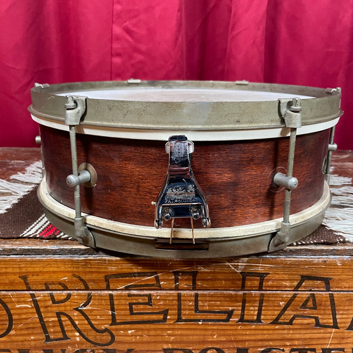 1950s Kent 191P 5x14 Single Tension Snare Drum Mahogany Stain 2-Ply Maple