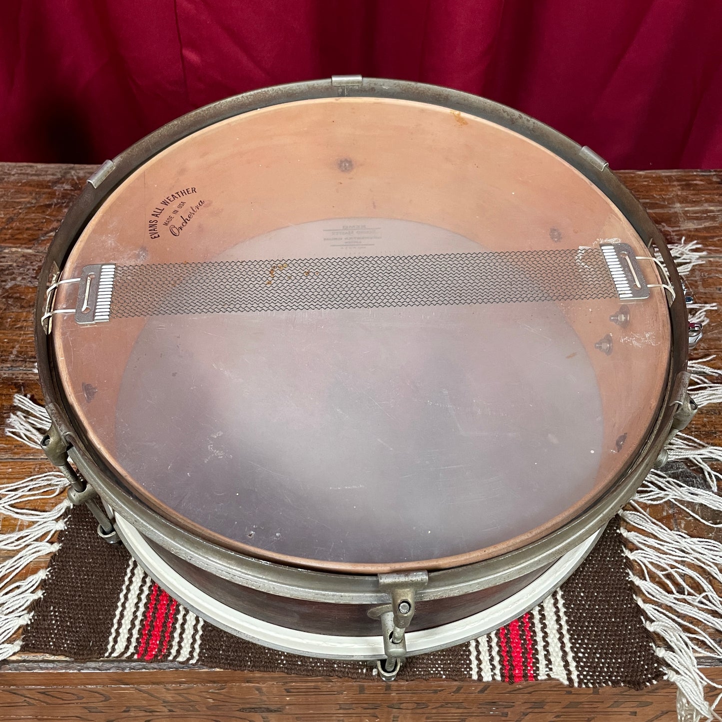 1950s Kent 191P 5x14 Single Tension Snare Drum Mahogany Stain 2-Ply Maple