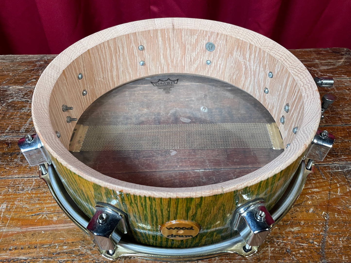 Wood Drum Custom 4x13 Oak Stave Shell Snare Drum