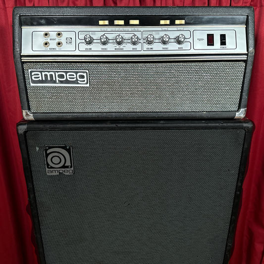 1976 Ampeg SVT Black Curved Line 300 Watt Bass Amplifier Head