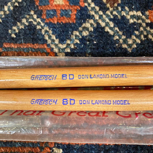 1960s Gretsch 8D Don Lamond Model Wood Tip Drum Sticks w/ Original Bag NOS