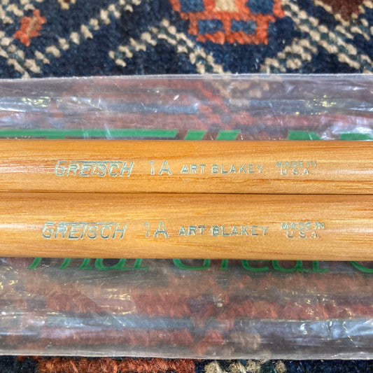 1970s Gretsch 1A Art Blakey Model Wood Tip Drum Sticks w/ Original Bag NOS