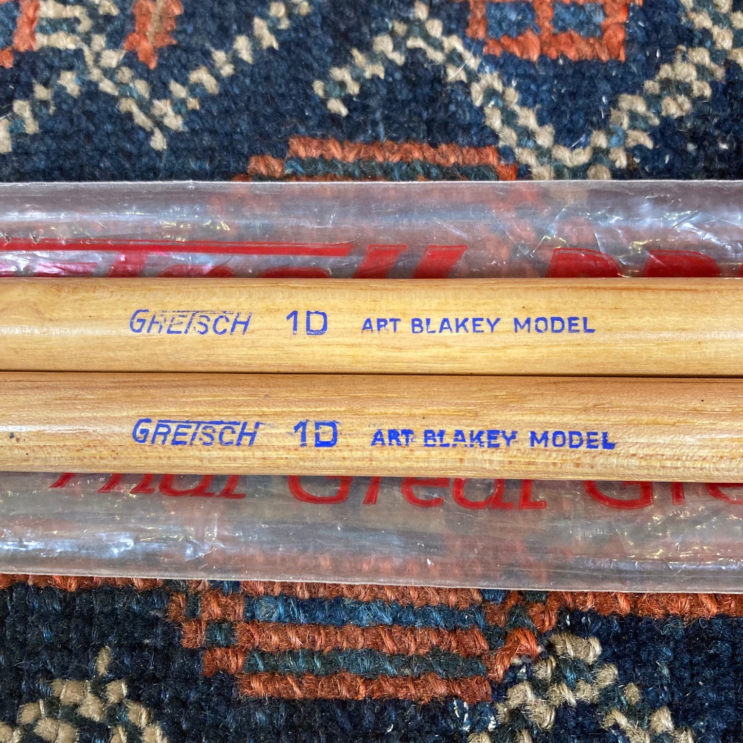 1960s Gretsch 1D Art Blakey Model Wood Tip Drum Sticks w/ Original Bag NOS