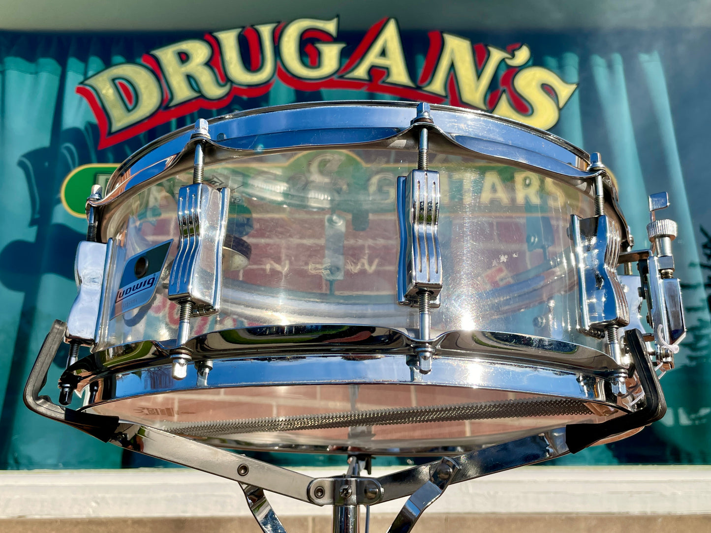 1970s Ludwig 5x14 Clear Vistalite 10-Lug Snare Drum