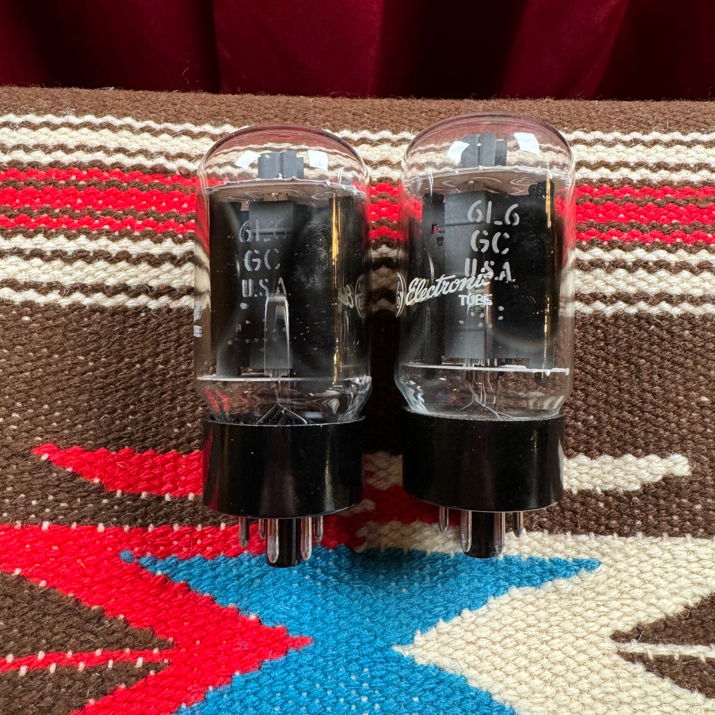 NOS Vintage General Electric 6L6GC Pair Amplifier Power Tubes Duet 6L6 Made in USA GE #185