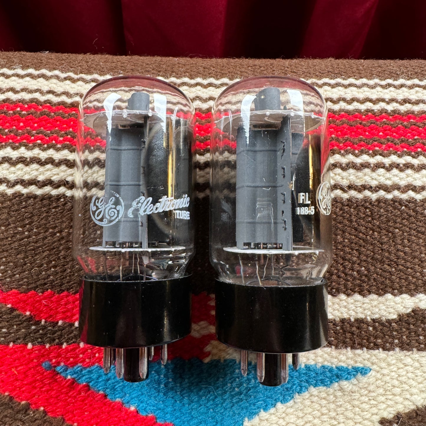 NOS Vintage General Electric 6L6GC Pair Amplifier Power Tubes Duet 6L6 Made in USA GE #185