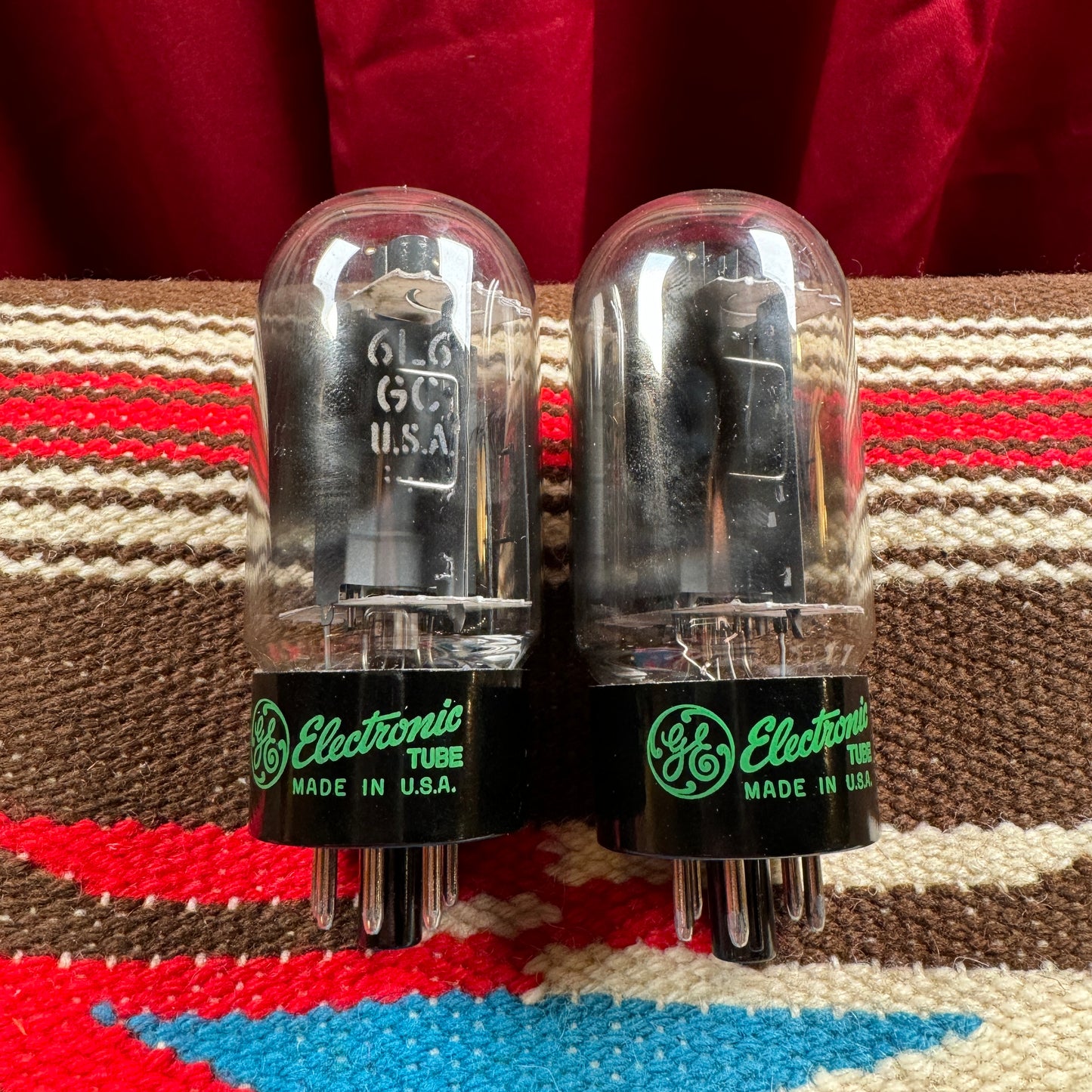 NOS Vintage General Electric 6L6GC Pair Amplifier Power Tubes Duet 6L6 Made in USA GE #188