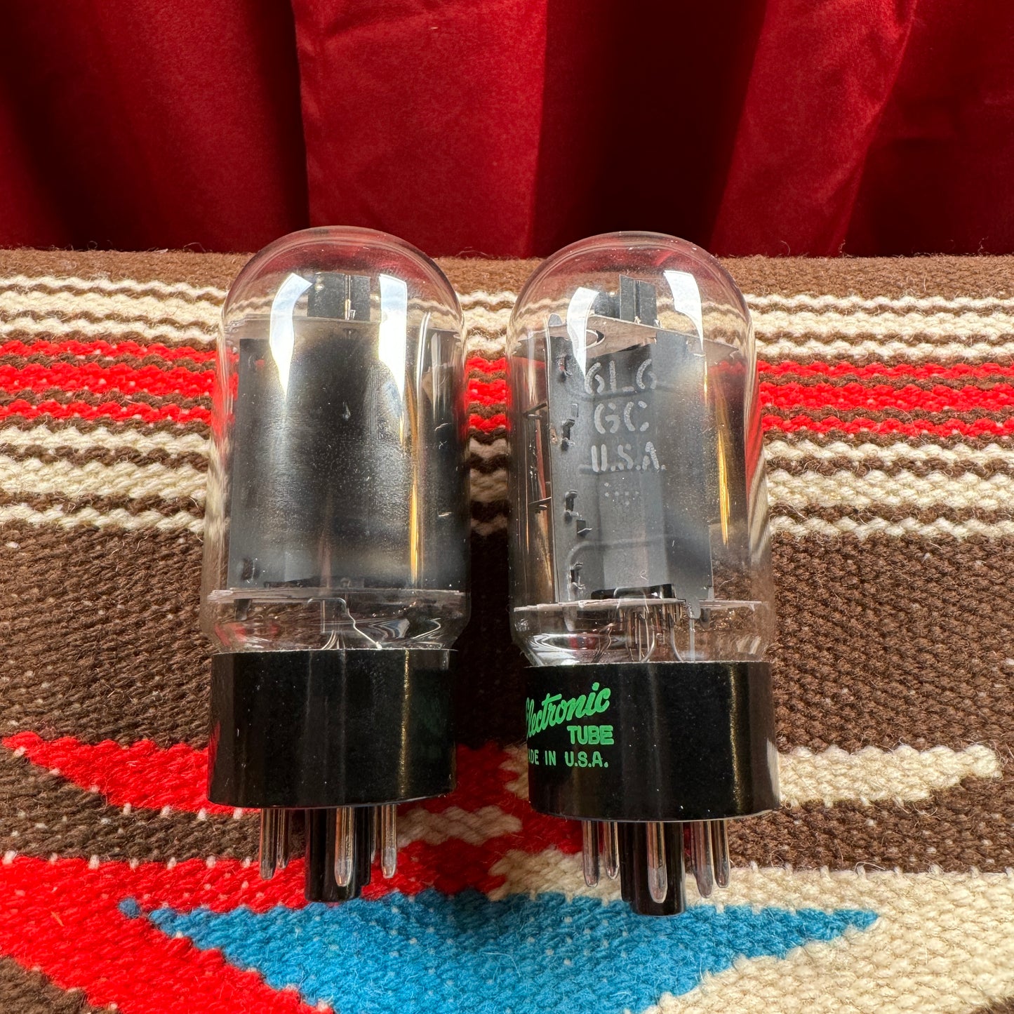 NOS Vintage General Electric 6L6GC Pair Amplifier Power Tubes Duet 6L6 Made in USA GE #188