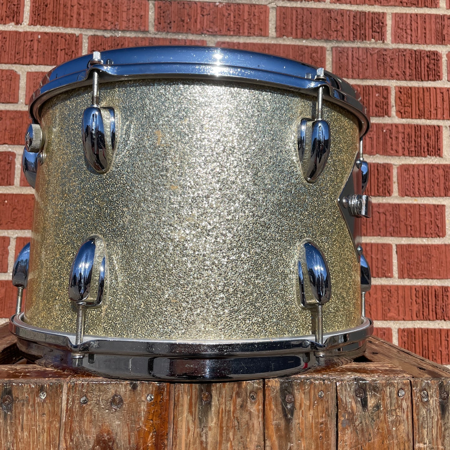 1960s Slingerland 9x13 Tom Drum Single Silver Sparkle